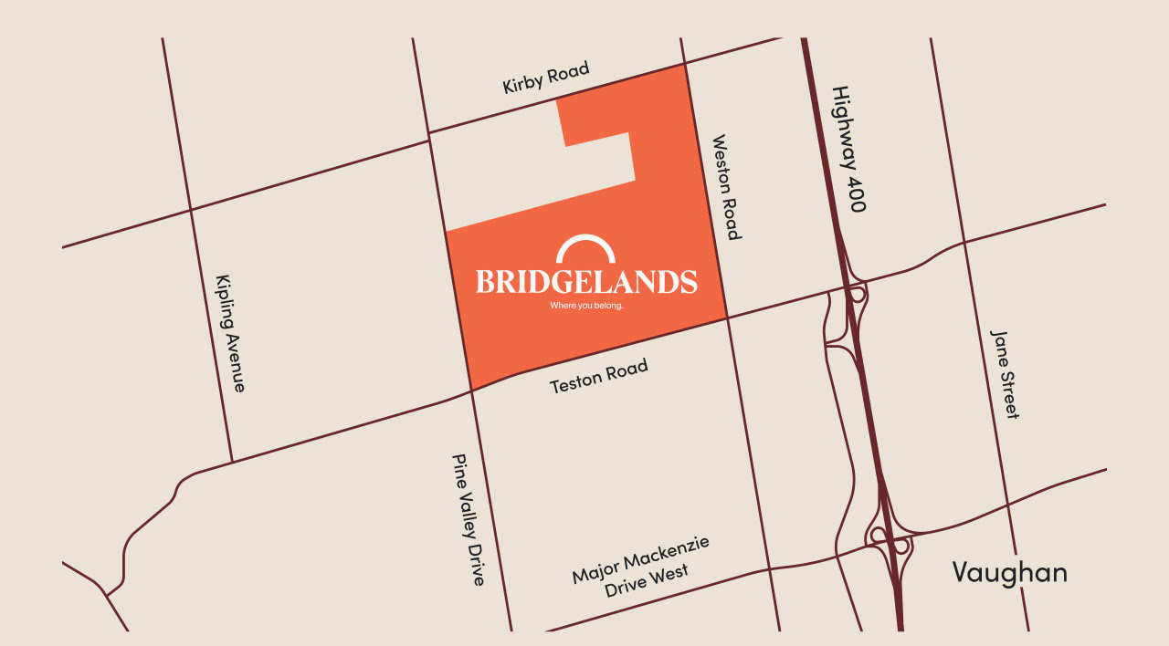 Bridgelands site context within the Woodbridge area of Vaughan
